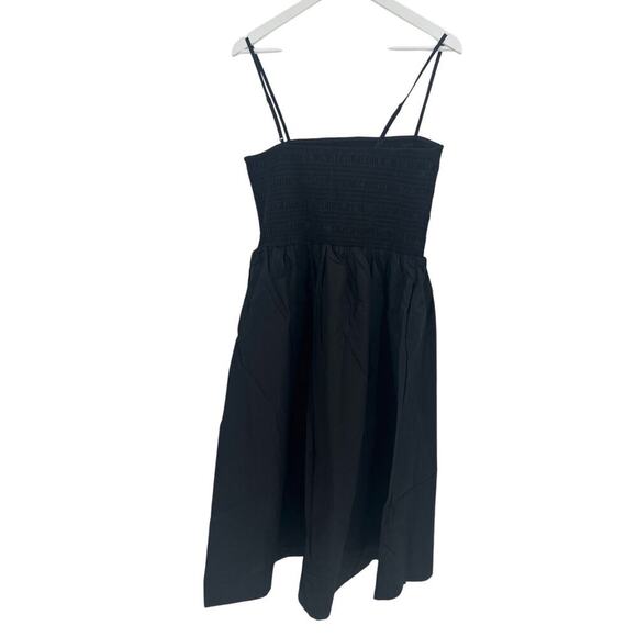 Oak + Fort Black Smocked Poplin Midi Dress Size L - Picture 7 of 9